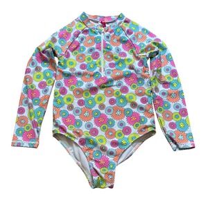 Betsey Johnson Rash Guard Kids Multicolor Excellent Floral Daisy Zip SIZE 12